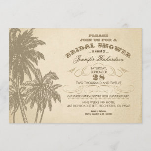 Invitación palmeras antiguas duchas de novias invitan