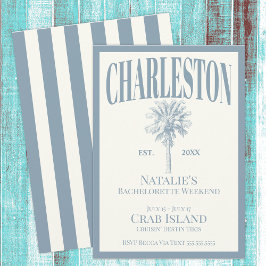 Invitación Palmeras azules Charleston Bachelorette costera