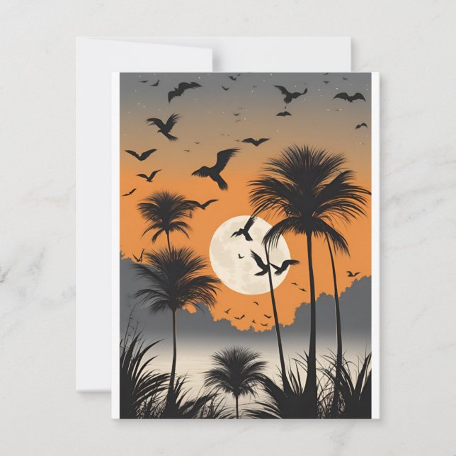 Invitación Palmeras brillantes - Spooky - Blank Notecard (Anverso)