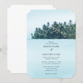 Invitación Palmeras de acuarela tropical y boda de playa