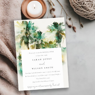Invitación Palmeras de color tropical verde después de la mañ