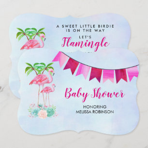 Invitación Palmeras de Flamenco Rosa y Suculentas Florales