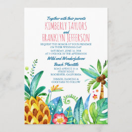 Invitación palmeras de la playa de piña boda tropical