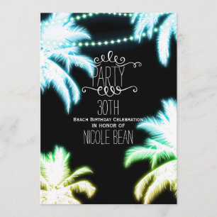 Invitación Palmeras de neón brillantes Fiesta de verano en la