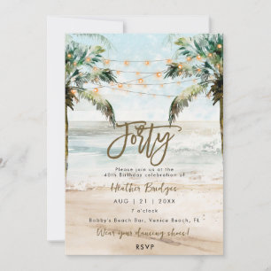 Invitación Palmeras de playa tropical fiesta de 40 años