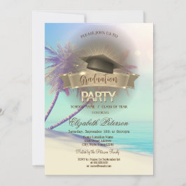 Invitación Palmeras de Playa Tropical Graduación