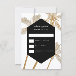 Invitación Palmeras doradas sofisticadas rsvp de boda