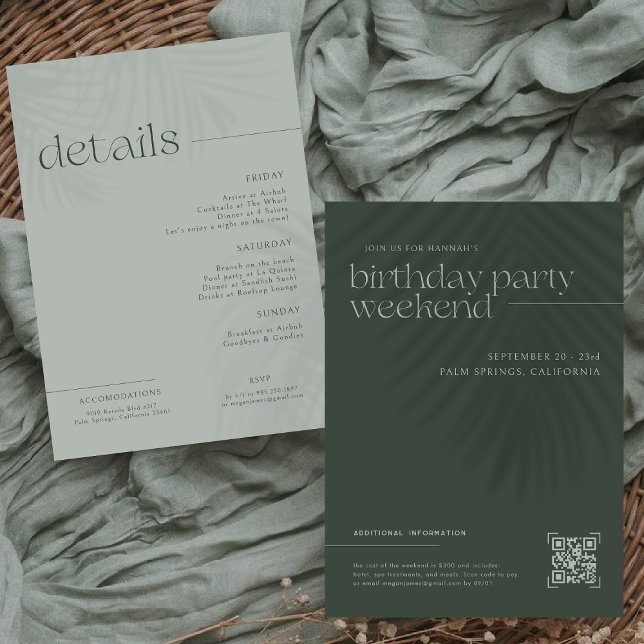 Invitación Palmeras minimales modernas | Fin de semana de cum (Subido por el creador)