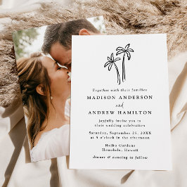 Invitación Palmeras Modernas Dibujadas a Mano Foto Boda
