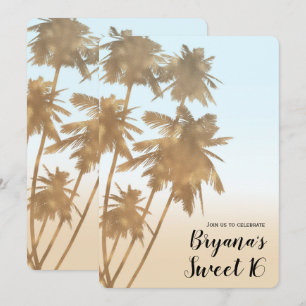 Invitación Palmeras Ombre de Playa de Palmas de Bronce Dorado