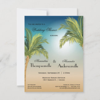 Invitación Palmeras Románticas En La Playa Al Azar