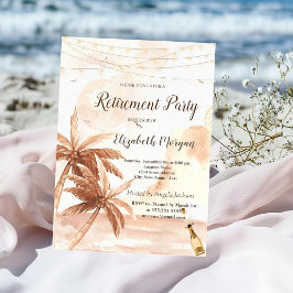 Invitación Palmeras Rústicas, Globos, Fiesta de Jubilación de