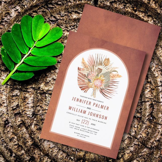 Invitación Palmeras secas y boda de terracota de pampas (Subido por el creador)