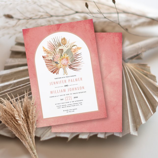Invitación Palmeras secas y boda rosa pampas (Subido por el creador)