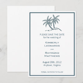 Invitación Palmeras Tropical Blue Twin Palm Trees Salvan la F