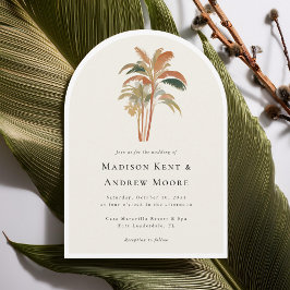 Invitación Palmeras Tropicales Acuarela Pastel Boho Boda