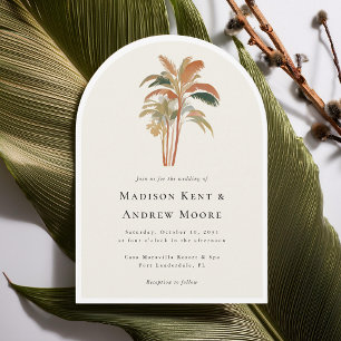 Invitación Palmeras Tropicales Acuarela Pastel Boho Boda