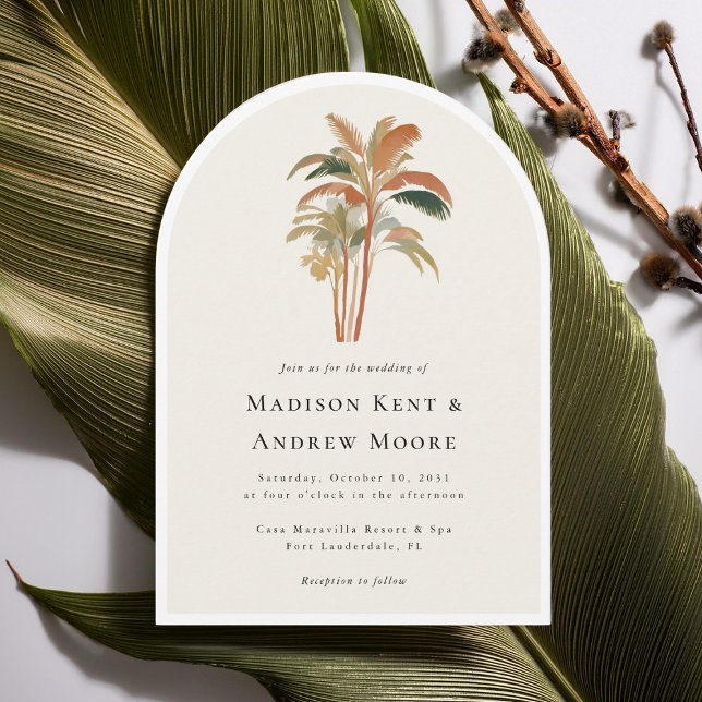 Invitación Palmeras Tropicales Acuarela Pastel Boho Boda (Subido por el creador)