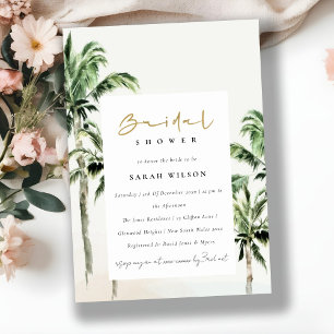 Invitación Palmeras Tropicales Agua Ducha Nupcial