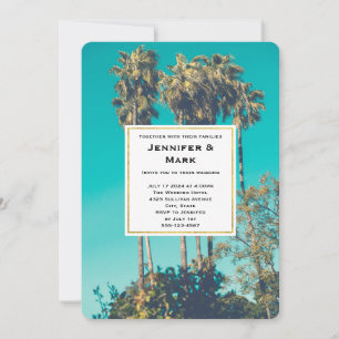 Invitación Palmeras Tropicales Boda Retro California