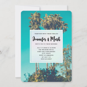 Invitación Palmeras Tropicales Boda Retro California