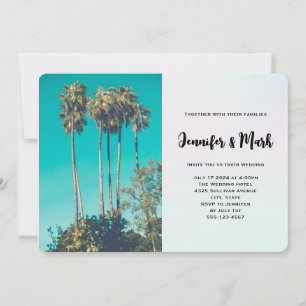 Invitación Palmeras Tropicales Boda Retro California