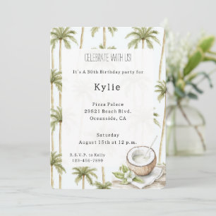 Invitación Palmeras Tropicales de Flor de Coco Cumpleaños