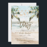 Invitación Palmeras tropicales de playa fiesta de 30 años<br><div class="desc">Bonita playa tropical con palmeras y cuerdas que ilumina la invitación de los 30 años con un costado de playa a juego. Fácil editar o borrar los campos de texto disponibles para personalizar la información con sus propios detalles para un acabado profesional y personalizado. En esta colección de boho Beach...</div>