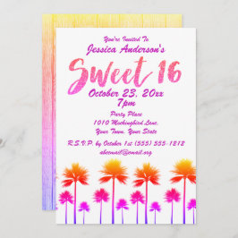 Invitación Palmeras Tropicales Dulces Dieciséis
