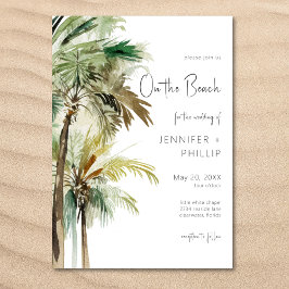 Invitación Palmeras Tropicales En La Playa Boda Moderno