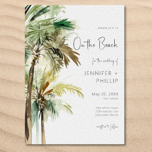 Invitación Palmeras Tropicales En La Playa Boda Moderno