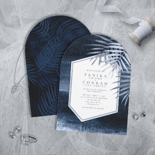 Invitación Palmeras Tropicales Medianoche Azules ID1322