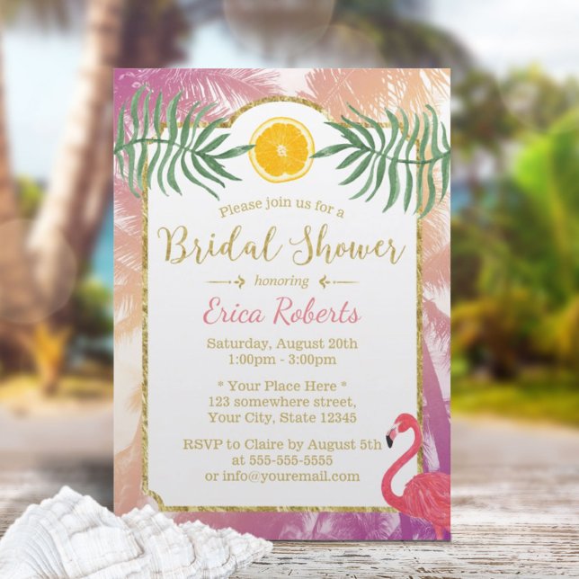 Invitación Palmeras tropicales y ducha de novia con frutas Na (Subido por el creador)