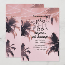 Invitación Palmeras Tropicales y Luces Playa Rosa Dulce 16