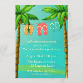 Invitación Palmeras y chancletas, Fiesta de verano