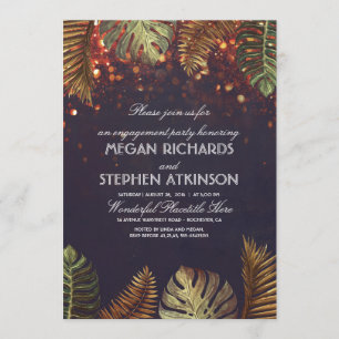 Invitación Palmeras y String Lights Beach Engagement Party