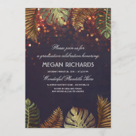 Invitación Palmeras y String Lights Beach Graduation
