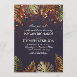 Invitación Palmeras y String Lughts Beach Ensayo Cena