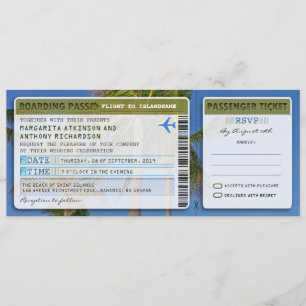 Invitación palms board pass boda ticket-guest & rsvp