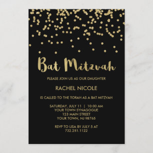 Invitación Palo atractivo Mitzvah del confeti del oro en