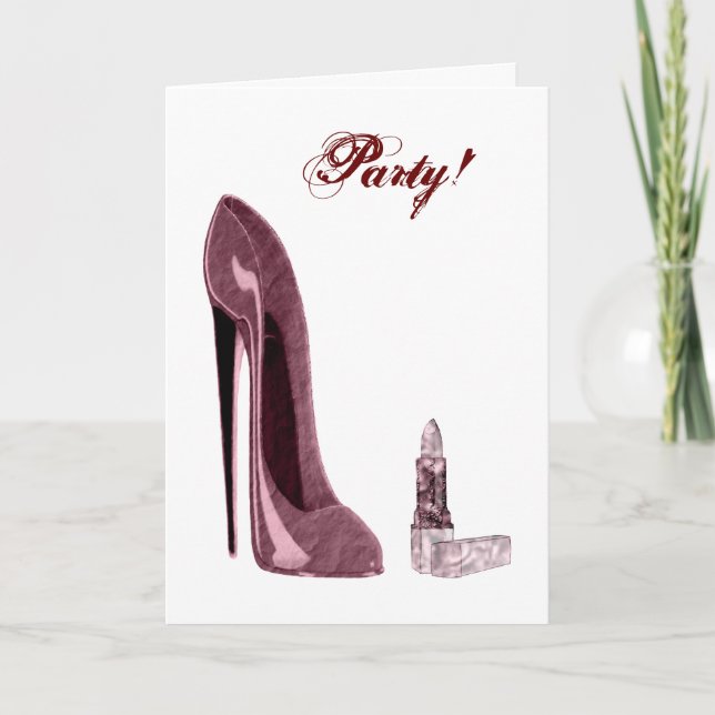Invitación Palo de labios y zapato de tiletto rojo (Anverso)
