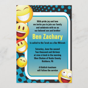 Invitación Palo FELIZ Mitzvah de la barra de la EMOJI