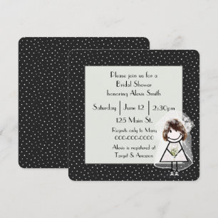 Invitación Palo Figura Novia Sobre Puntos De Polka