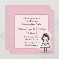 Palo Figura Novia Sobre Puntos De Polka Rosa