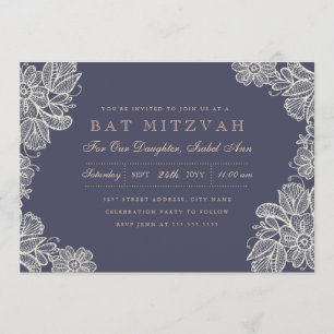 Invitación Palo Mitzvah del cordón del vintage