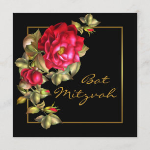 Invitación Palo Mitzvah del rosa rojo
