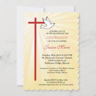 Invitación Paloma Cruz Venera Dorado Rayos Hija Confirmación