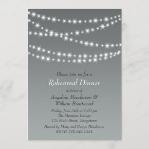 Invitación Paloma Gray Twinkle Luces Ensayo Cena