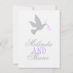 Invitación Paloma gris cinta púrpura respuesta formal de boda