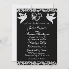 Invitación Paloma, Purpurina y corazón plateado, código QR -